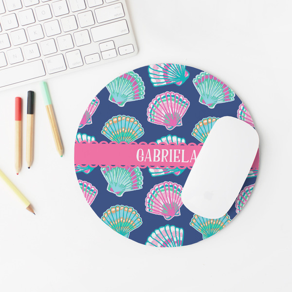 Preppy Sea Shells Round Mousepad - LIFESTYLE 2