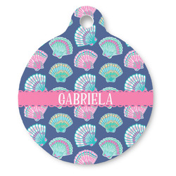 Preppy Sea Shells Round Pet ID Tag - Large (Personalized)