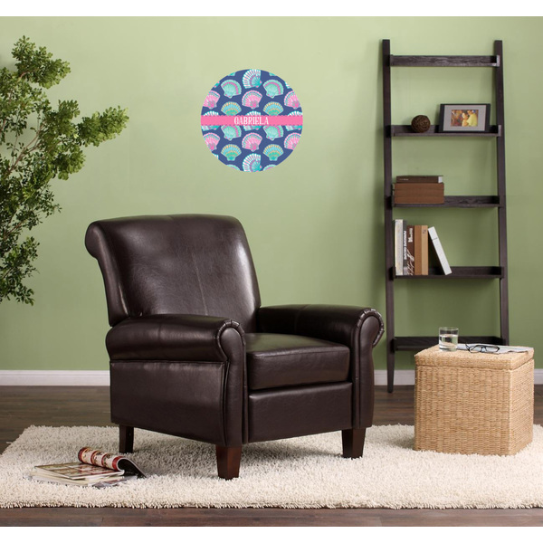 Sea Shells Round Wall Decal on Living Room Wall