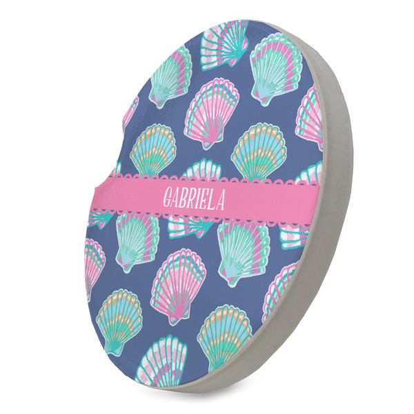 Preppy Sea Shells Sandstone Car Coaster - STANDING ANGLE