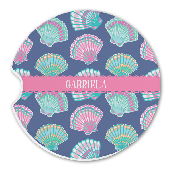 Preppy Sea Shells Sandstone Car Coaster - Single