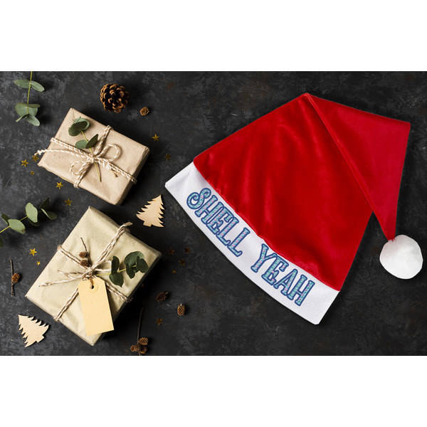 Preppy Sea Shells Santa Hat - Flat Layout