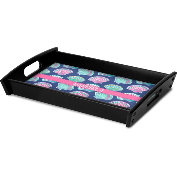Preppy Sea Shells Serving Tray Black - Corner