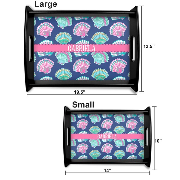 Preppy Sea Shells Serving Tray Black Sizes