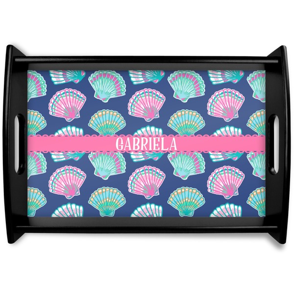 Custom Preppy Sea Shells Wooden Tray (Personalized)