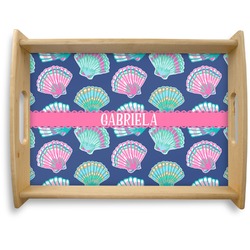 Preppy Sea Shells Natural Wooden Tray - Large (Personalized)
