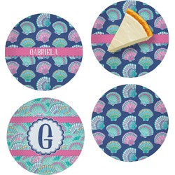 Preppy Sea Shells Set of 4 Glass Appetizer / Dessert Plate 8" (Personalized)