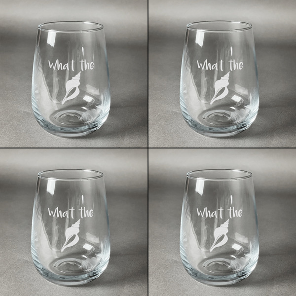 Sea Shells Set of Four Personalized Stemless Wineglasses (Approval)