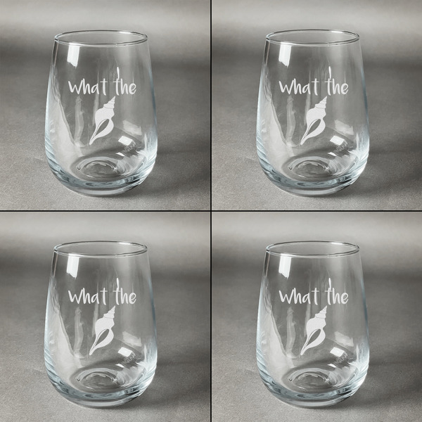 Sea Shells Set of Four Personalized Stemless Wineglasses (Approval)
