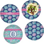 Preppy Sea Shells Set of 4 Glass Lunch / Dinner Plate 10" (Personalized)