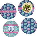 Preppy Sea Shells Set of 4 Glass Lunch / Dinner Plate 10" (Personalized)