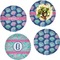 Preppy Sea Shells Set of 4 Glass Lunch / Dinner Plate 10" (Personalized)