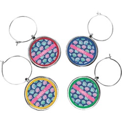 Preppy Sea Shells Wine Charms (Set of 4) (Personalized)