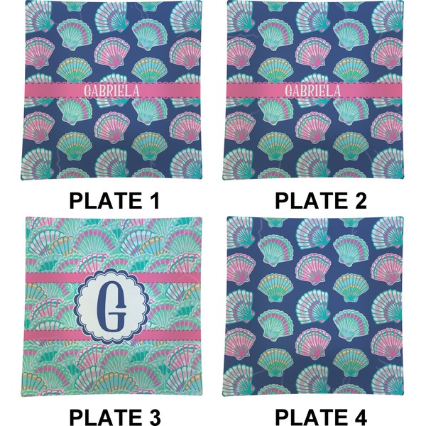 Sea Shells Set of Square Dinner Plates (Approval)
