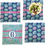 Preppy Sea Shells Set of 4 Glass Square Lunch / Dinner Plate 9.5" (Personalized)