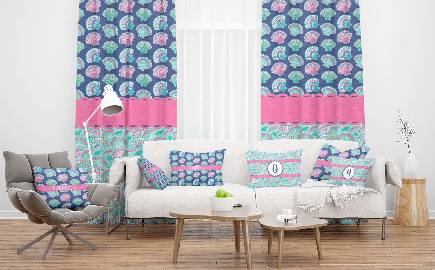 Preppy Sea Shells Sheer Curtain (Personalized) YouCustomizeIt