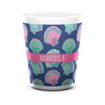 Preppy Sea Shells Ceramic Shot Glass - 1.5 oz - White - Set of 4 (Personalized)