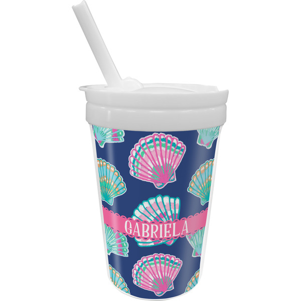 Custom Preppy Sea Shells Sippy Cup with Straw (Personalized)