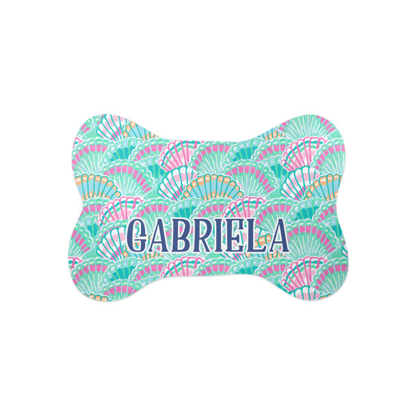 Custom Preppy Sea Shells Bone Shaped Dog Food Mat (Small) (Personalized)