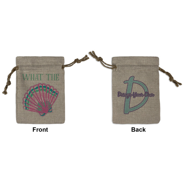 Custom Preppy Sea Shells Small Burlap Gift Bag - Front & Back (Personalized)