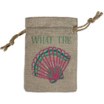 Preppy Sea Shells Small Burlap Gift Bag - Front (Personalized)