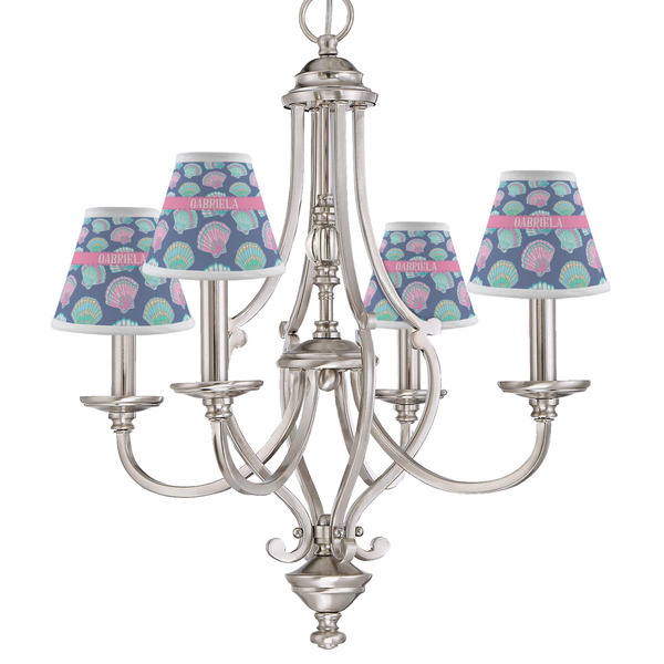 Preppy Sea Shells Small Chandelier Shade - LIFESTYLE (on chandelier)