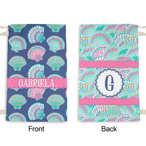Preppy Sea Shells Small Laundry Bag - Front & Back View