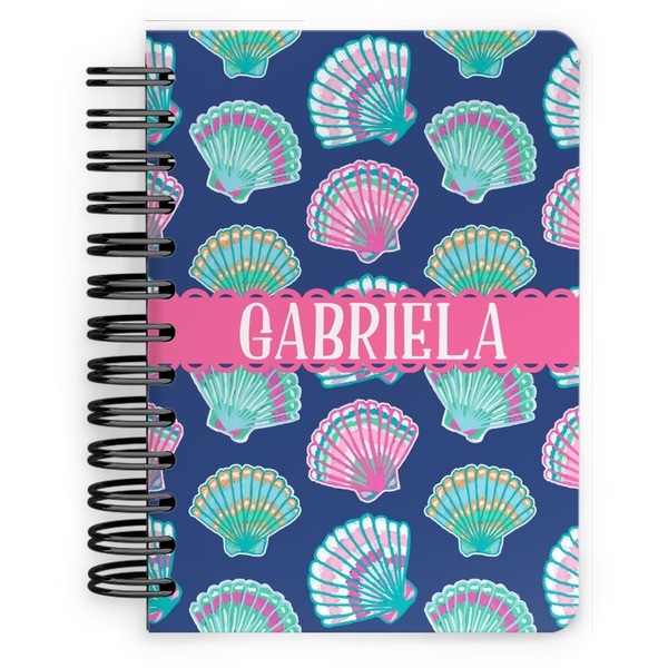 Custom Preppy Sea Shells Spiral Notebook - 5x7 w/ Name or Text