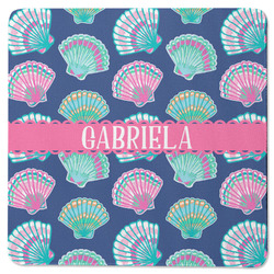 Preppy Sea Shells Square Rubber Backed Coaster (Personalized)