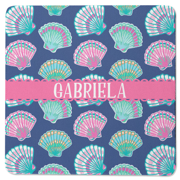 Custom Preppy Sea Shells Square Rubber Backed Coaster (Personalized)