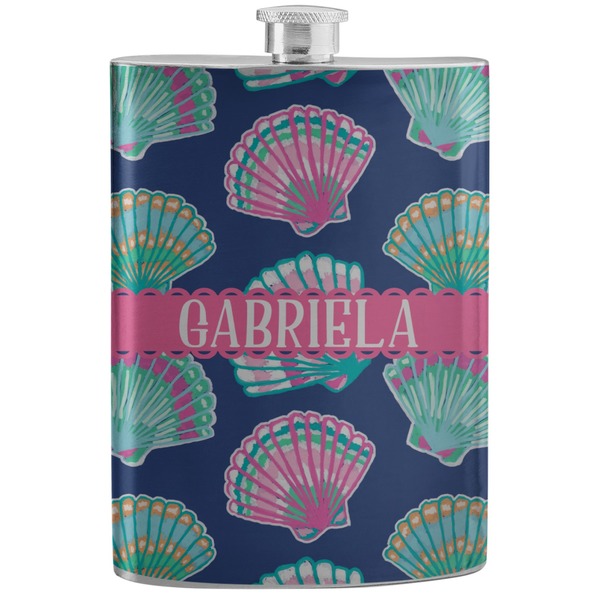 Custom Preppy Sea Shells Stainless Steel Flask (Personalized)