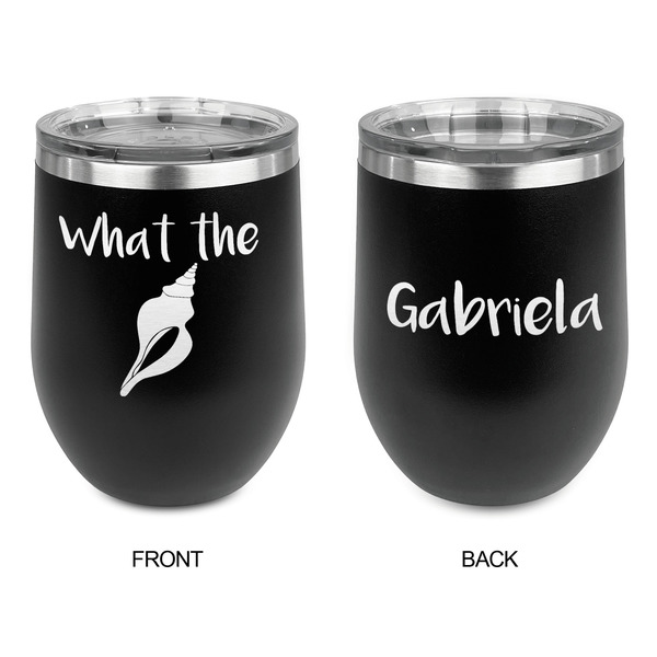 Preppy Sea Shells Stainless Wine Tumblers - Black - Double Sided - Approval