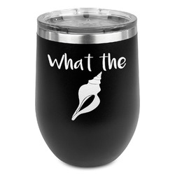 Preppy Sea Shells Stemless Stainless Steel Wine Tumbler - Black - Double Sided (Personalized)