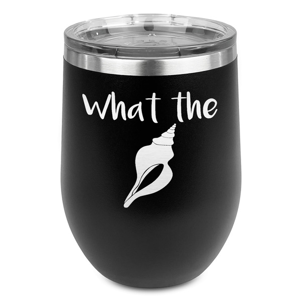 Custom Preppy Sea Shells Stemless Stainless Steel Wine Tumbler - Black - Double Sided (Personalized)