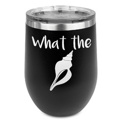 Preppy Sea Shells Stemless Stainless Steel Wine Tumbler - Black - Single Sided (Personalized)