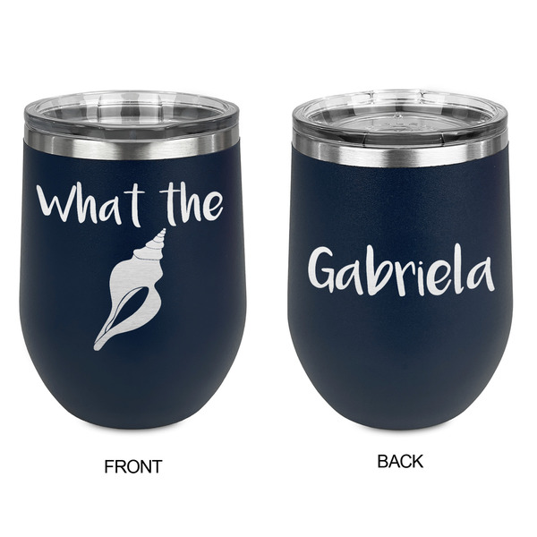 Preppy Sea Shells Stainless Wine Tumblers - Navy - Double Sided - Approval