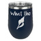 Preppy Sea Shells Stainless Wine Tumblers - Navy - Double Sided - Front