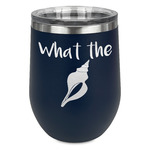 Preppy Sea Shells Stemless Stainless Steel Wine Tumbler - Navy - Single Sided (Personalized)