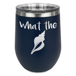 Preppy Sea Shells Stemless Stainless Steel Wine Tumbler - Navy - Single Sided (Personalized)