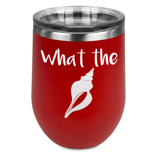 Custom Preppy Sea Shells Stemless Stainless Steel Wine Tumbler - Red - Single Sided (Personalized)