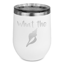 Preppy Sea Shells Stemless Stainless Steel Wine Tumbler - White - Double Sided (Personalized)
