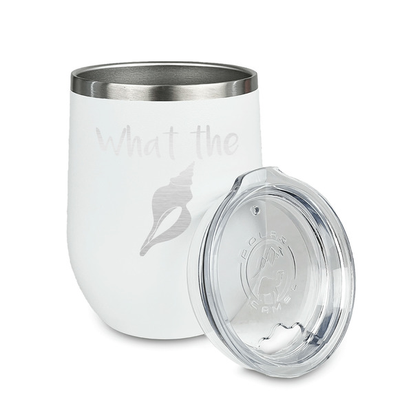 Preppy Sea Shells Stainless Wine Tumblers - White - Single Sided - Alt View