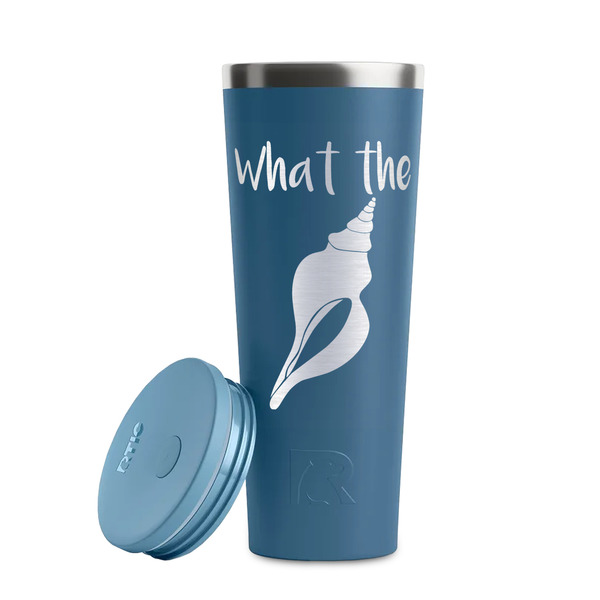 Preppy Sea Shells Steel Blue RTIC Everyday Tumbler - 28 oz. - Lid Off