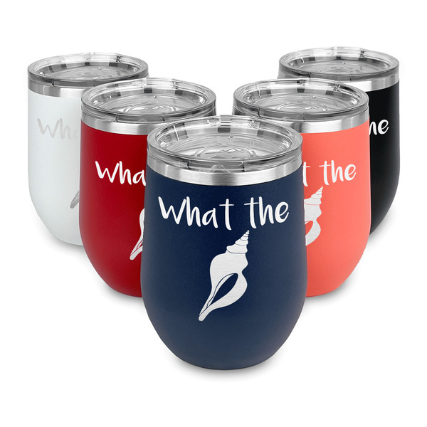 Preppy Sea Shells Steel Wine Tumblers Multiple Colors