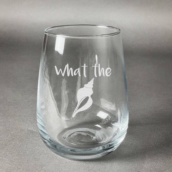 Custom Preppy Sea Shells Stemless Wine Glass - Engraved (Personalized)