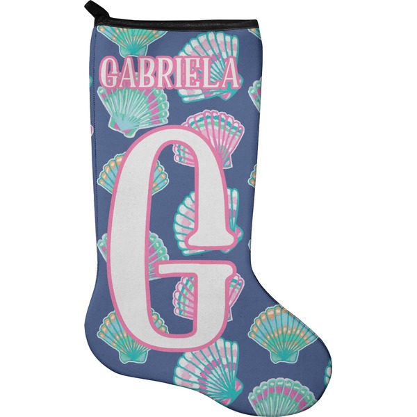 Custom Preppy Sea Shells Holiday Stocking - Single-Sided - Neoprene (Personalized)