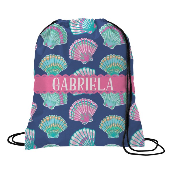 Custom Preppy Sea Shells Drawstring Backpack - Medium (Personalized)