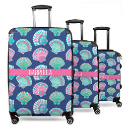 Preppy Sea Shells 3 Piece Luggage Set - 20" Carry On, 24" Medium Checked, 28" Large Checked (Personalized)