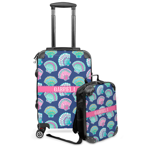 Custom Preppy Sea Shells Kids 2-Piece Luggage Set - Suitcase & Backpack (Personalized)