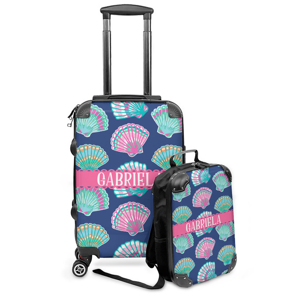 Custom Preppy Sea Shells Kids 2-Piece Luggage Set - Suitcase & Backpack (Personalized)